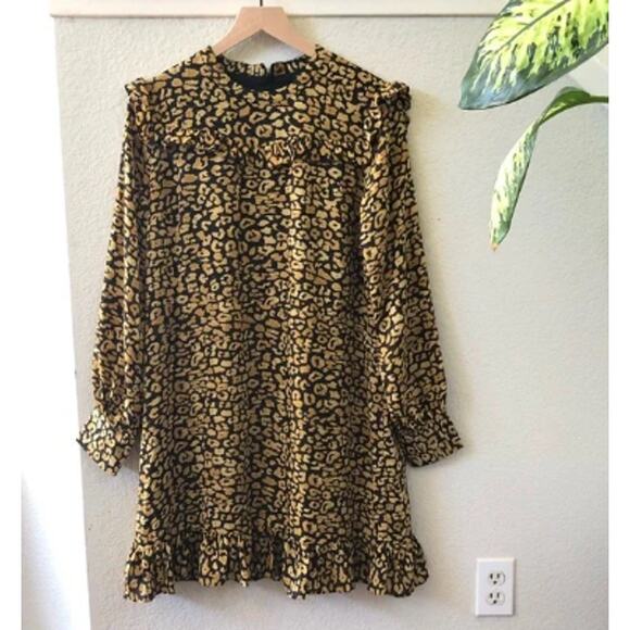 Who What Wear Target 3X Leopard Chiffon Ruffle Dress - Picture 9 of 11